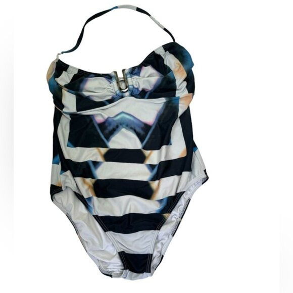 Lenny Niemeyer Luxury Print Halter Removable 1 Piece Swimsuit Adjustable Strap - Picture 1 of 15